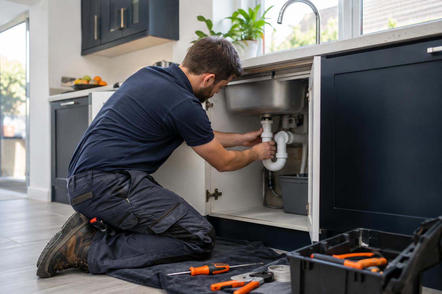 Professional plumber carrying out a repair